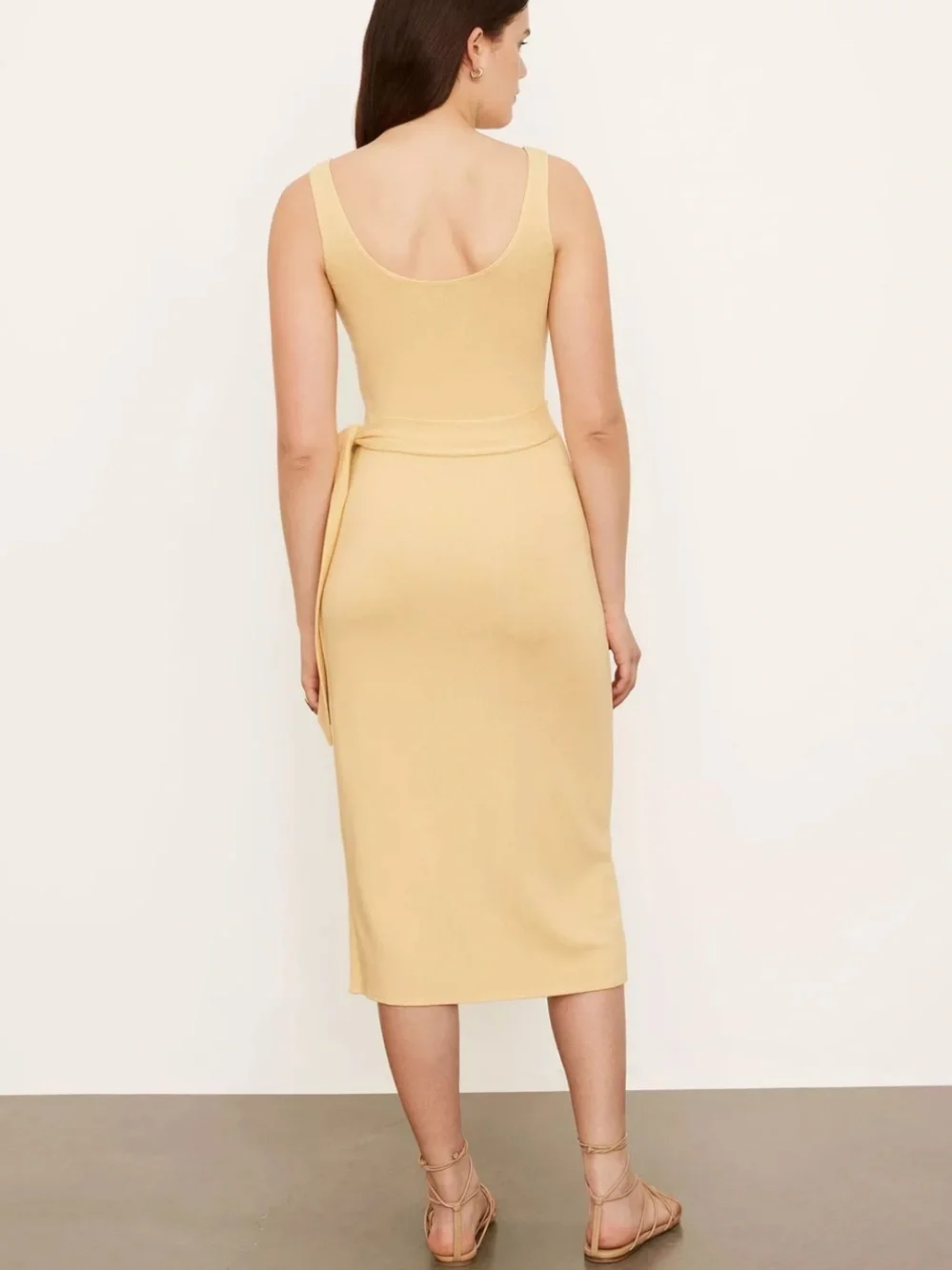 Vince Yellow Scoop Neck Camisole Wrap Dress Rayon size Small